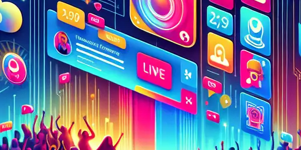 A vibrant digital landscape showcasing the "PassionVIP" app interface, emphasizing community, interaction, and privacy in a lively atmosphere.