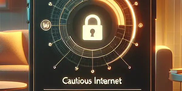 A modern smartphone displaying a secure adult website in a cozy, dimly-lit room with privacy elements.