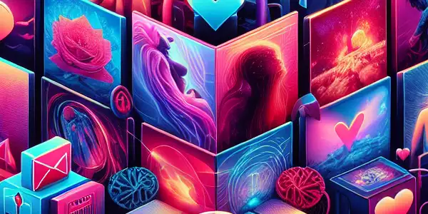 A vibrant digital resource package for adult entertainment featuring high-definition screens and sensual Japanese elements.